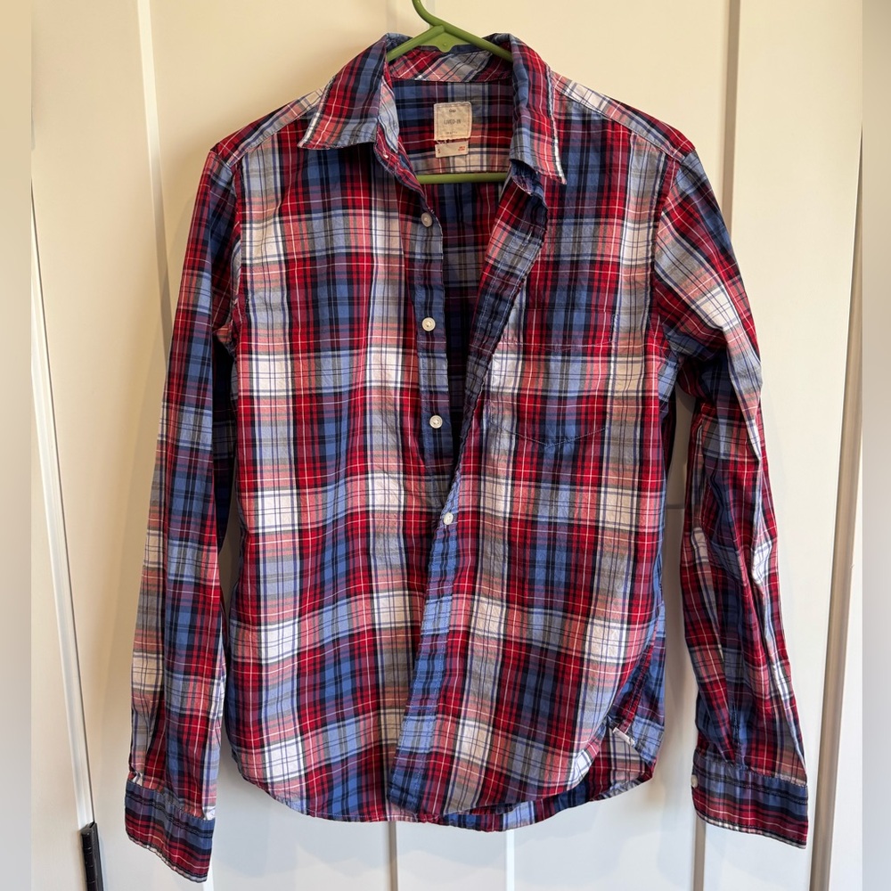 Gap Casual Button Down Shirt - Red, Blue, and White